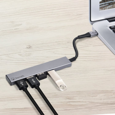 bonelk long-life usb-c to 4 port usb 3.0 slim hub (space grey)